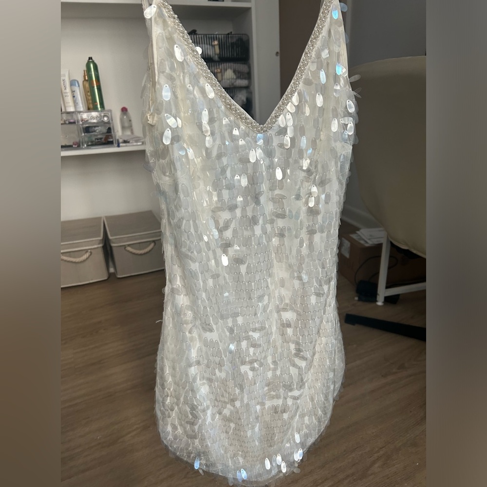 Akira white mermaid dress sparkly and low back